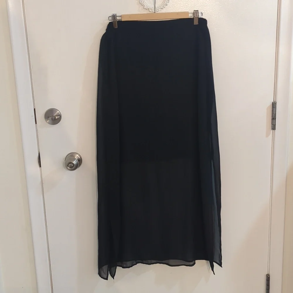 🔥 Point zero polyester skirt, late 90s, black, size large - Picture 1 of 3